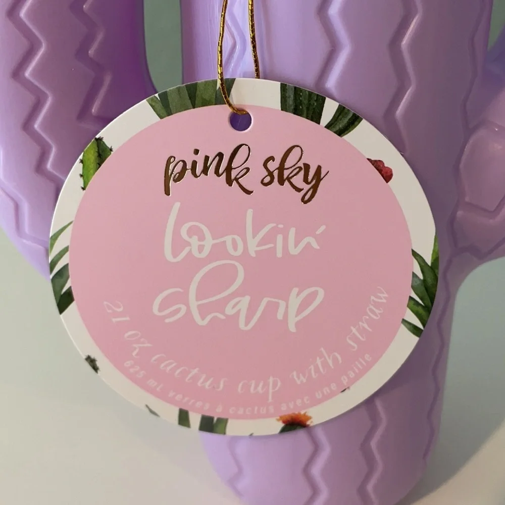 Pink Sky Cactus Straw Cup with Straw